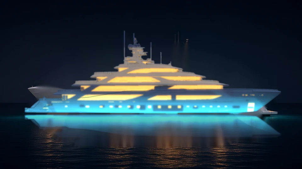 Aurelia at night, cabin and underwater lights on